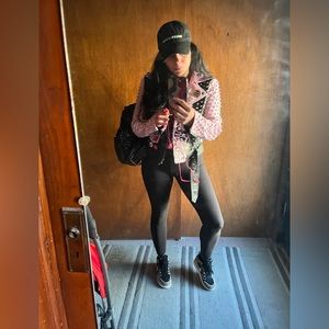 For her leather studded jacket